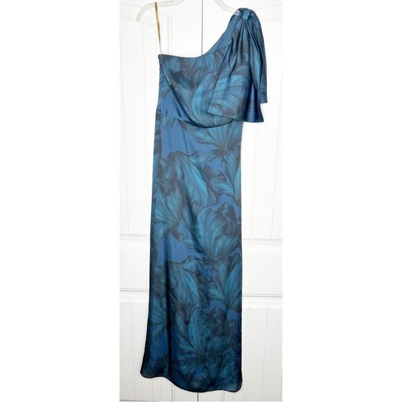 Sachin & Babi Chelsea Gown in Blue Tonal Petal One Shoulder Bow 2 Bridesmaid - Picture 2 of 8